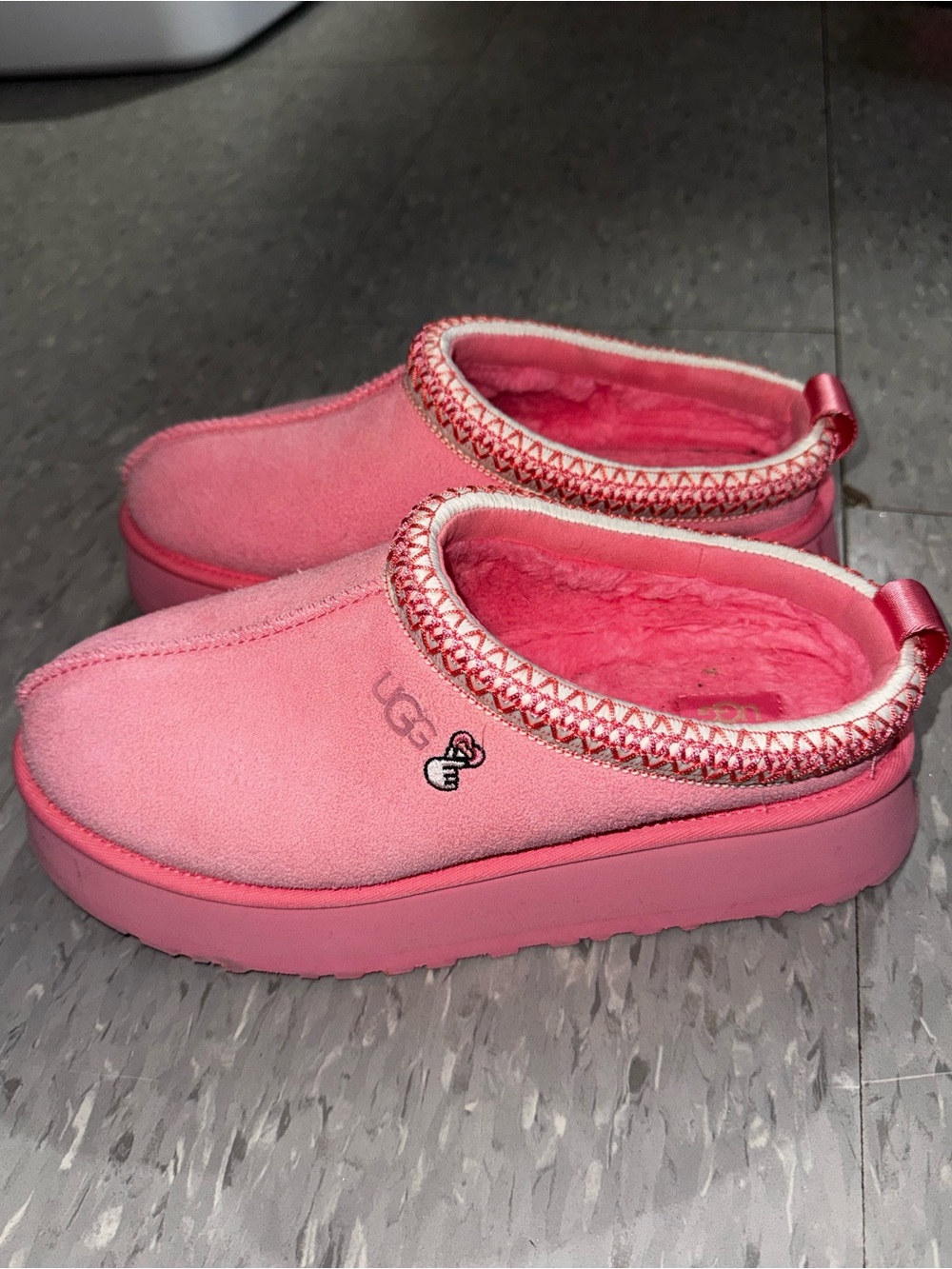 UGG Pink Suede Plush-Lined Slip-On Clogs 9